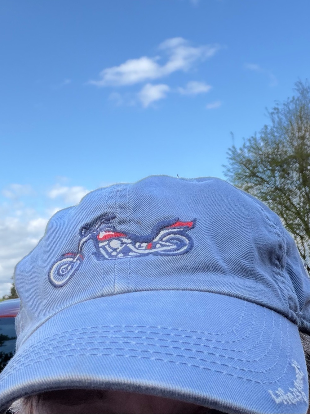 Life is Good Motorcycle Baseball Cap.Light Blue Embroidered. Adjustable. $16